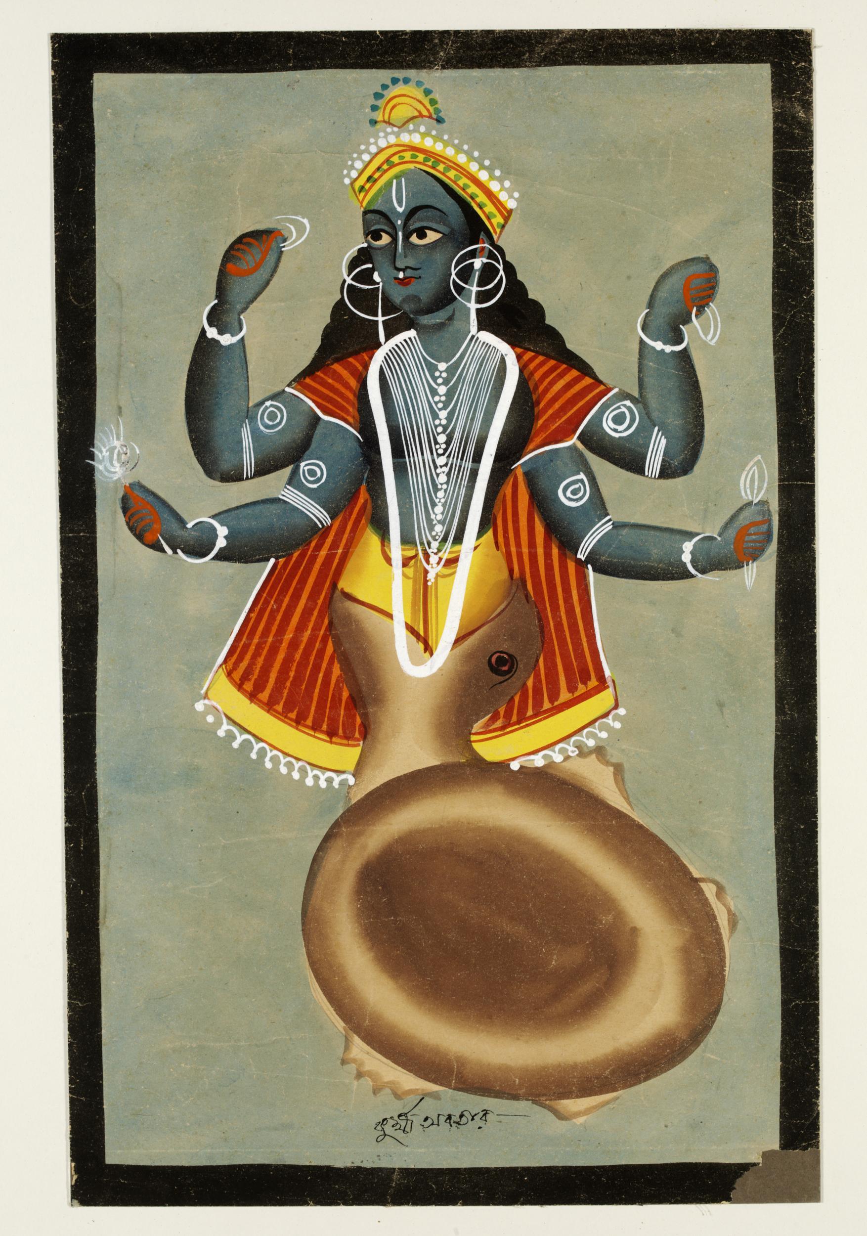 Vishnu avatars: Kurma avatar, ca. 1885, Kolkata, India, Victoria & Albert Museum, London, UK.