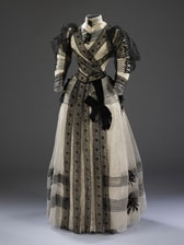 Figured silk and chiffon dress, Sara Mayer &amp; F. Morhanger