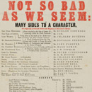 Poster advertising the double bill Not So Bad As We Seem, or, Many Sides To a Character by Edward Bulwer Lytton, and Mr. Nightingale's Diary by Charles Dickens