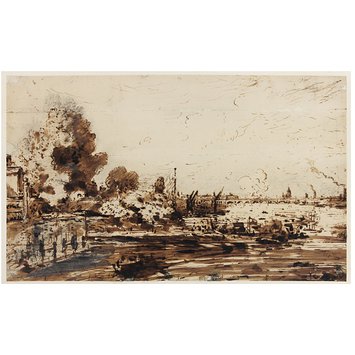 Drawing - The Thames with Waterloo Bridge Drawing - The Thames with Waterloo Bridge