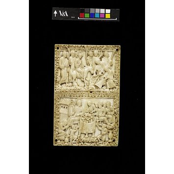 Panel - Christ in the House of Simon and the Entry into Jerusalem (obv.); The Baptism and Ascension of Christ (rev.)