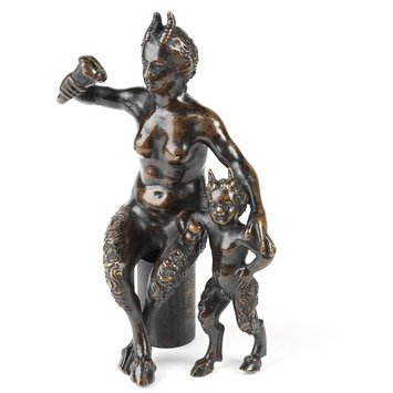 Statuette satyress and infant satyr - Satyress and infant Satyr