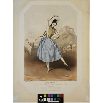 Print - fanny (sic) Elfsler (sic) (facsimile signature) / In the Cracovienne dance, in the / ballet of / The Gipsey.