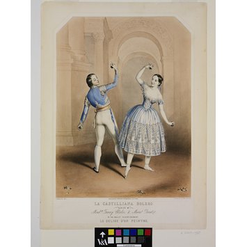 Print - La Castilliana Bolero / Danced by / Madelle Fanny Elssler, & Monsr Perrot. / in the ballet divertissement / Le Delire d'un peintre