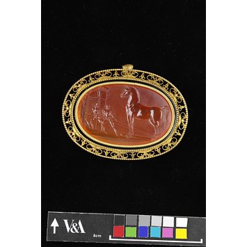 Intaglio - The Wooden Horse being drawn into Troy