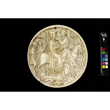 Mirror case - A knight and lady hunting