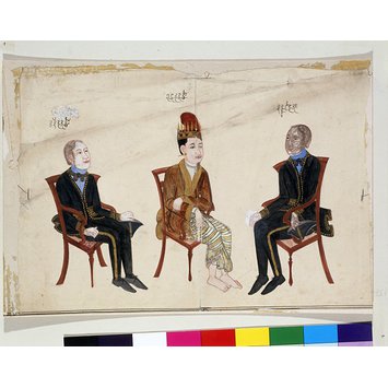 Painting - One of three drawings recording the mission of friendship led by Sir Arthur Phayre and his meeting with the envoy of King Mindon of Burma in Calcutta, 1854. Painting - One of three drawings recording the mission of friendship led by Sir Arthur Phayre and his meeting with the envoy of King Mindon of Burma in Calcutta, 1854.
