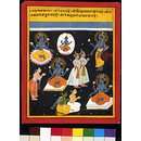 An illustration to the Vishnu Sahasranama: Vishnu worshipped in five manifestations (Painting) An illustration to the Vishnu Sahasranama: Vishnu worshipped in five manifestations (Painting)