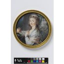 An Unknown woman holding a miniature (Portrait miniature)