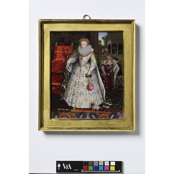 Enamel miniature - Portrait of Queen Elizabeth (1533-1603), probably after Gheeraerts
