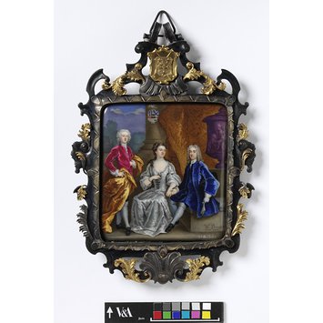 Enamel miniature - Portrait of Mr John Knight MP and family