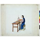 Woman plaiting threads (Painting)