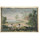 Men treading china clay in pits (Painting)