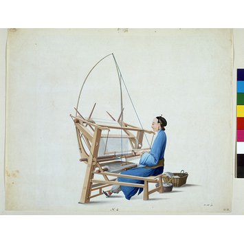 Painting - Woman weaving cotton Painting - Woman weaving cotton