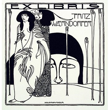 Print - The Judgement of Paris; Book stamp for Fritz Waerndorfer
