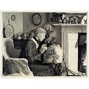 A Lady making lace (Print)