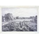 Watercolour - View at East Bergholt over the kitchen garden of Golding Constable's house