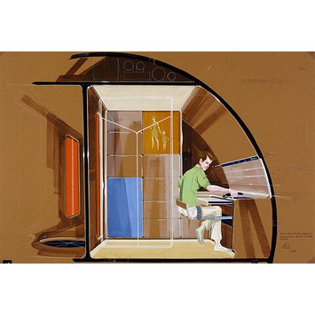 Drawing - Stateroom with Individual Work and Sleep Mode