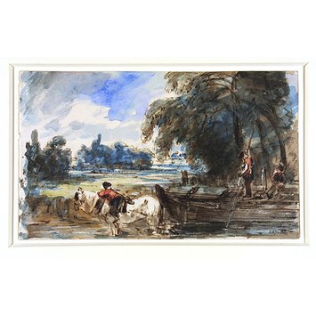 Watercolour - A barge on the Stour