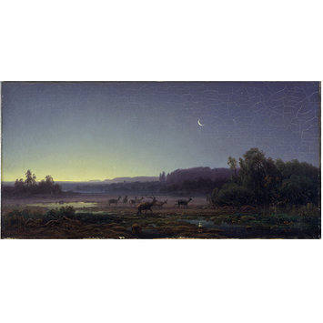 Oil painting - Deer at Dawn near Munich
