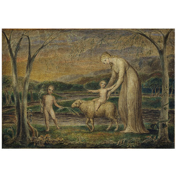 Tempera painting - Our Lady with the Infant Jesus Riding on a Lamb with St John