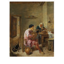 Interior of a Room with Figures: A Man Playing a Lute and a Woman (Oil painting)