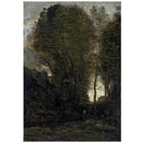 Twilight: Landscape with Tall Trees and a Female Figure (Oil painting) Twilight: Landscape with Tall Trees and a Female Figure (Oil painting)