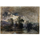 Oil painting - Landscape with a Stormy Sky; Paysage au ciel orageux Oil painting - Landscape with a Stormy Sky; Paysage au ciel orageux
