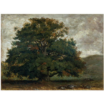 Oil painting - A Tree in Fontainebleau Forest; Arbre solitaire