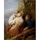 Brother and Sister - On Pinching the Ear (Oil painting)