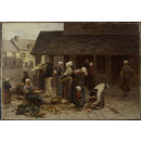 The Market Place of Ploudalmézeau, Brittany (Oil painting)