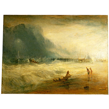 Oil painting - Life-Boat and Manby Apparatus Going Off to a Stranded Vessel Making Signal (Blue Lights) of Distress Oil painting - Life-Boat and Manby Apparatus Going Off to a Stranded Vessel Making Signal (Blue Lights) of Distress