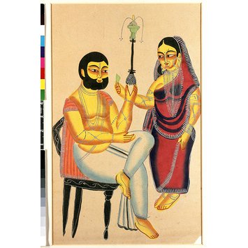Painting - Elokeshi is Offering Betel Leaf to the Mahant; Tarakeshwar affair