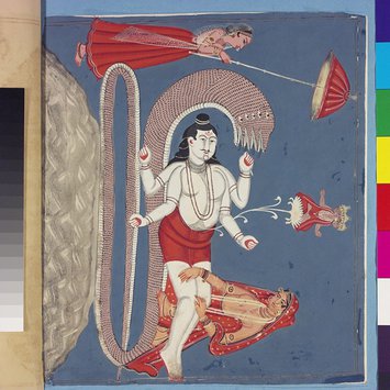 Painting - Vishnu reclining on the serpent Ananta