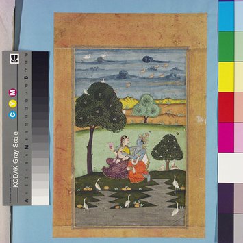 Painting - Radha and Krishna in a wooded landscape Painting - Radha and Krishna in a wooded landscape