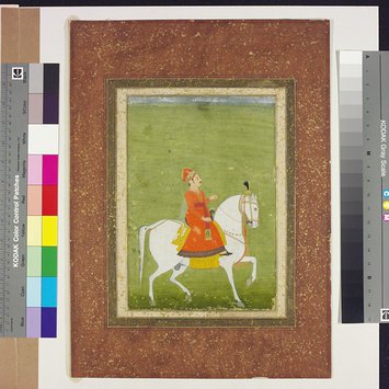 Painting - A Rajput nobleman on horseback