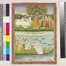 Krishna playing the flute to the gopis (Painting)