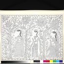 Krishna and two Gopis standing in a grove (Painting)