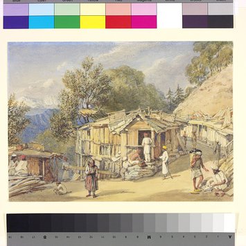Painting - View of the wood bazaar, Simla Painting - View of the wood bazaar, Simla