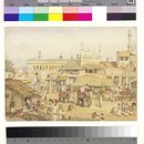 Street scene with gateway and a mosque, Lucknow (Painting)