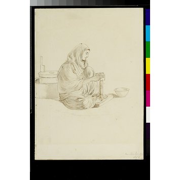 Drawing - Carding shawl wool prior to spinning
