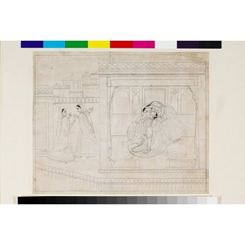 Painting - Radha and Krishna embracing