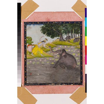 Painting - Vishnu saves the elephant king