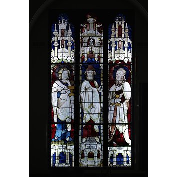 Window - Prophet Ezekiel flanked by Saints John the Evangelist and James the Less