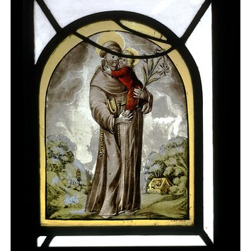 Panel - St Anthony of Padua standing with the infant Christ in his arms Panel - St Anthony of Padua standing with the infant Christ in his arms