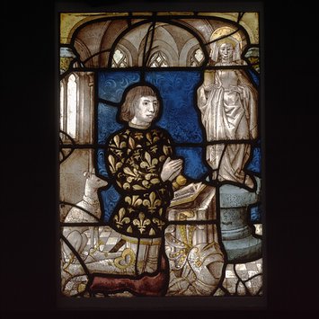 Panel - A Kneeling donor before a statue of Saint Mary Magdalene