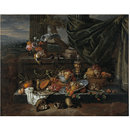 Still Life with Fruit, a Parrot and Polecat Ferrets (Oil painting)