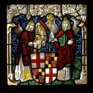 Panel - Arms of Hugo von Hohenlandenberg as Bishop of Constance with angel supporters