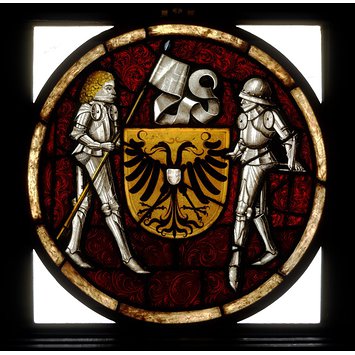 Panel - Shield of arms with knight supporters