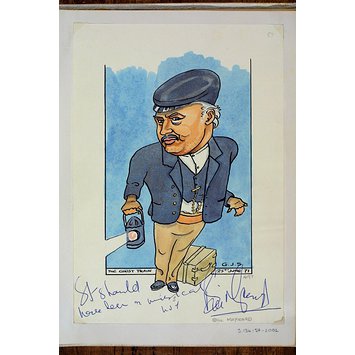 Caricature - Bill Maynard in The Ghost Train